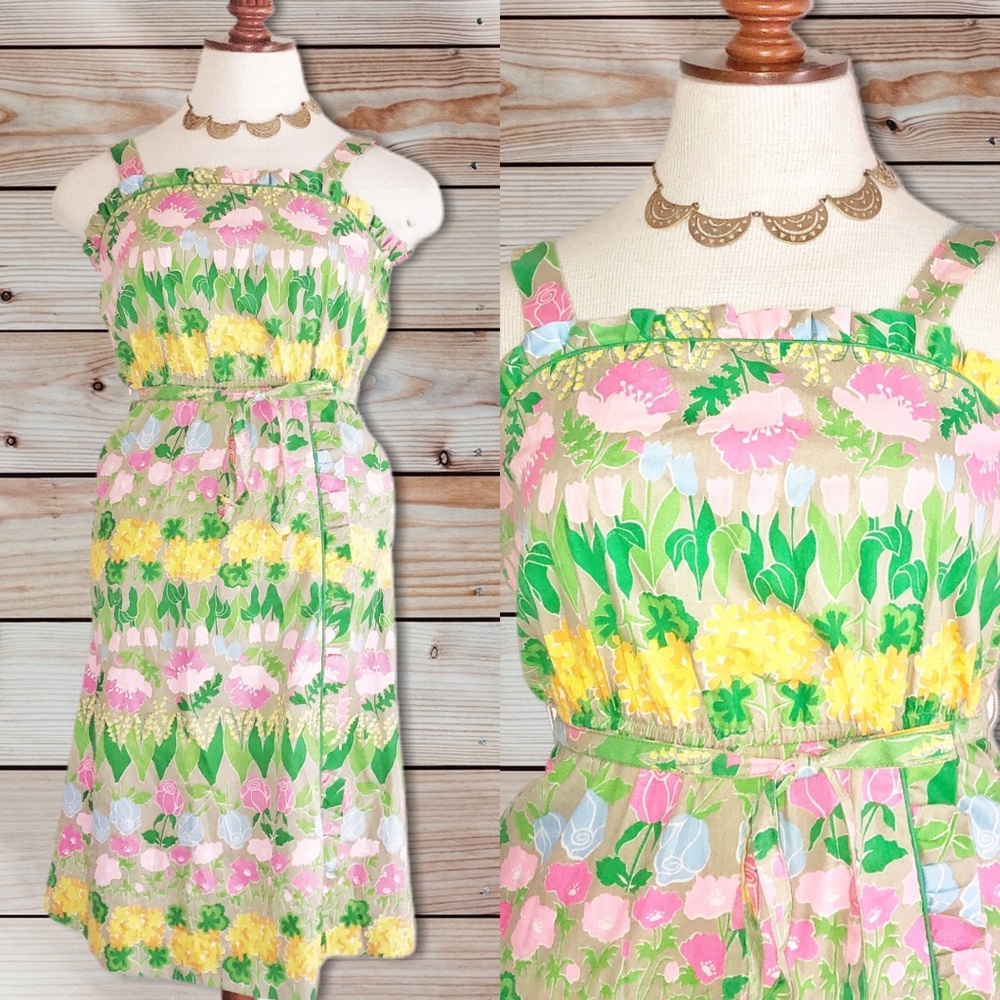 VTG 70s 80s Sun Dress Size 5 6 Floral Tulips